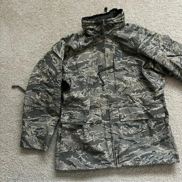 USAF Military AIR FORCE Tiger Stripe Parka GoreTex Rain Coat Men Sz large long - Picture 10 of 16